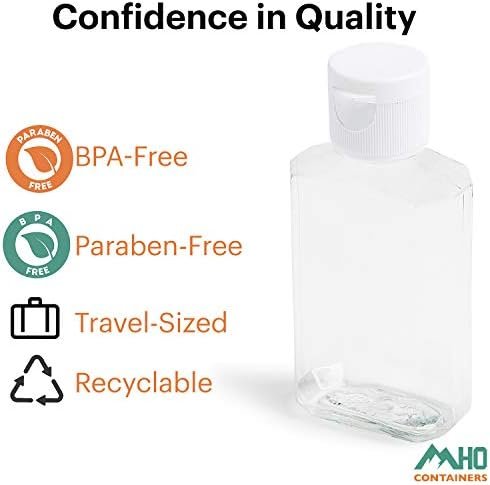 | Empty Clear Travel Refillable Flip-Top Bottles - BPA/No Parabens, 60millileter/2ounce - Set of 6 - Image 4