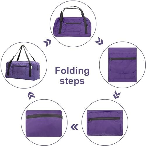 HOLYLUCK Foldable Travel Duffel Bag For Women & Men Luggage Great for Gym (Purple) - Image 2