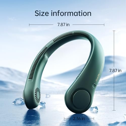 JISULIFE Portable Neck Fan, Hands-Free Bladeless, 5 Speeds, 4000 mAh Battery Operated Wearable Personal Fan, Twistable, Rechargeable, Gift for Women Men-Dark Green - Image 7