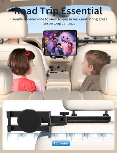 Tablet Holder for Car Headrest, [3 in 1 Adjustable Extension Arm] iPad Car Mount for Back Seat, Road Trip Essentials for Kids, for 4.7-12.9" Tablet Like iPad Pro, Air, Mini, Galaxy, Fire HD Tablet - Image 6