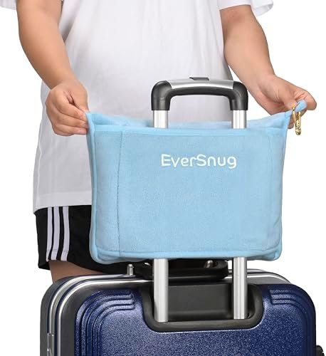 EverSnug Travel Blanket and Pillow - Premium Soft 2 in 1 Airplane Blanket with Soft Bag Pillowcase, Hand Luggage Sleeve and Backpack Clip (Ice Blue) - Image 4