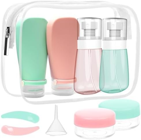 Pack of 9 Travel Bottle Set - TSA Approved Leakproof Toiletry Kit - Perfect For Travel, Toners, Skincare, and Cosmetics