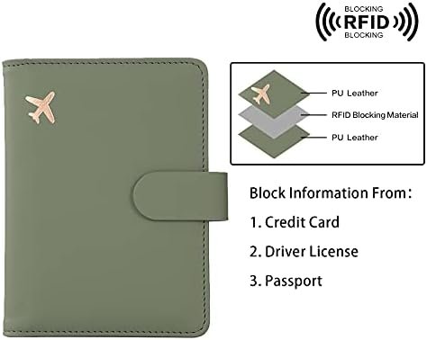 Melsbrinna Rfid Passport Holder for Travel women/Men, Cute Passport Wallet Rfid Blocking Card Slots, Rfid Passport Cover/CaseTravel Wallet, Passport Book Holder (1, Green) - Image 4