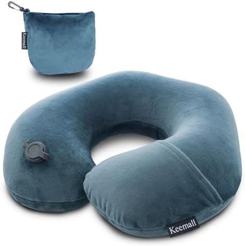 Inflatable Travel Neck Pillow for Airplane Train Car Washable Pillowcase U Shaped Office Napping Pillow