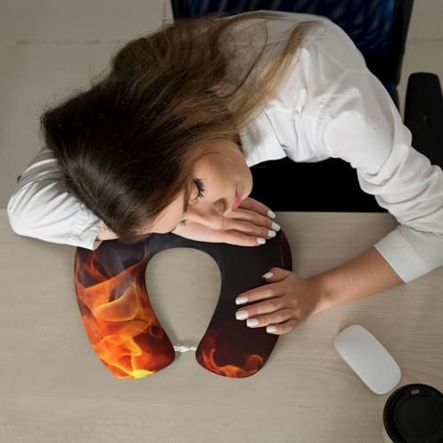 Fire Flame Smoke Memory Foam Travel Pillow Soft Comfortable Neck Pillow U-Shaped Head Support Pillow Travel Accessories for Sleeping Rest Airplane Car and Office - Image 7