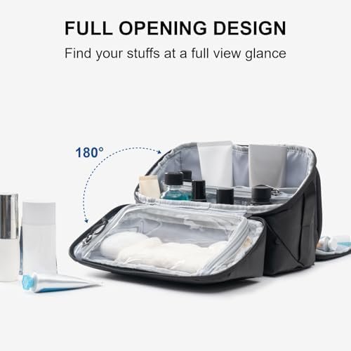 Everfun Travel Toiletry Bag for Men and Women Dopp Kit Wide Open Makeup Cosmetic Organizer Water-resistant Shaving Bag for Toiletries Accessories - Image 4