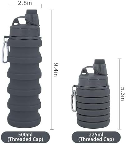 Collapsible Water Bottles Two Pack Travel Sports Portable Sport Water Bottle comes with mountaineering Buckle 500ml silicone Water-proof camping water bottle - Image 3