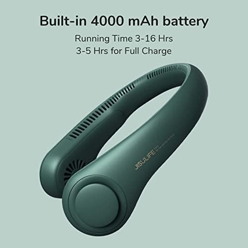 JISULIFE Portable Neck Fan, Hands-Free Bladeless, 5 Speeds, 4000 mAh Battery Operated Wearable Personal Fan, Twistable, Rechargeable, Gift for Women Men-Dark Green - Image 5