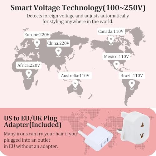 VGR Dual Voltage Travel Curling Iron with European Plug Adapter for International Travel, Europe Travel Essentials for Women, European Travel Must Haves - Image 3