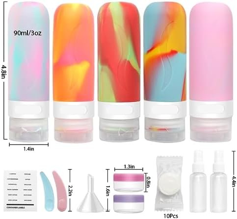 HEYMKGO 24 Pack Travel Bottles Set for Toiletries with Bag Label Tsa Approved 3oz Silicone Travel Containers Leak Proof Shampoo and Conditioner Bottles Jars Kit - Image 2