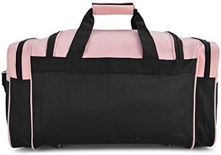 DALIX 21" Blank Sports Duffle Bag Gym Bag Travel Duffel with Adjustable Strap in Pink - Image 4