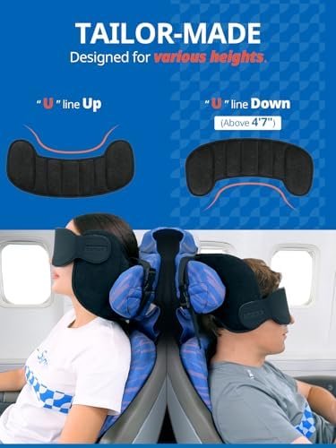 Travel Pillow, Upgrade Airplane Pillow for Long Flight, 360° Support Headrest, Comfortable Travel Neck Pillow Eye Masks for Sleep, Compact Airplane Travel Essentials, Stop Bobblehead, Black - Image 5