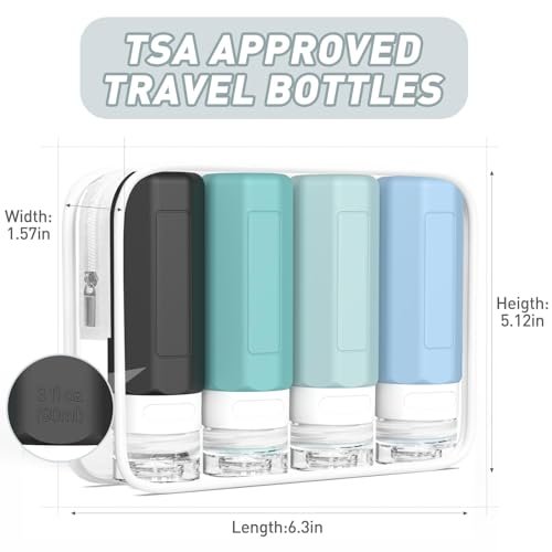 Redfly Travel Bottles for Toiletries, Tsa Approved 3oz Travel Size Containers, Leak Proof Silicone Travel Containers for Toiletries, BPA Free Refillable Travel Accessories for Shampoo Conditioner Gray - Image 5