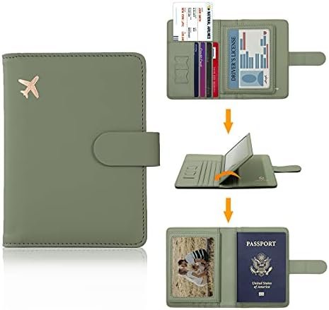 Melsbrinna Rfid Passport Holder for Travel women/Men, Cute Passport Wallet Rfid Blocking Card Slots, Rfid Passport Cover/CaseTravel Wallet, Passport Book Holder (1, Green) - Image 2