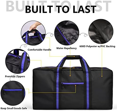 150L Large Duffle Bag, 37” Foldable Weekender Bag, Lightweight Travel Bag for Overnight Camping, Storage, Water Resistant Duffel Holdall Bag for Men Women, Blue - Image 5