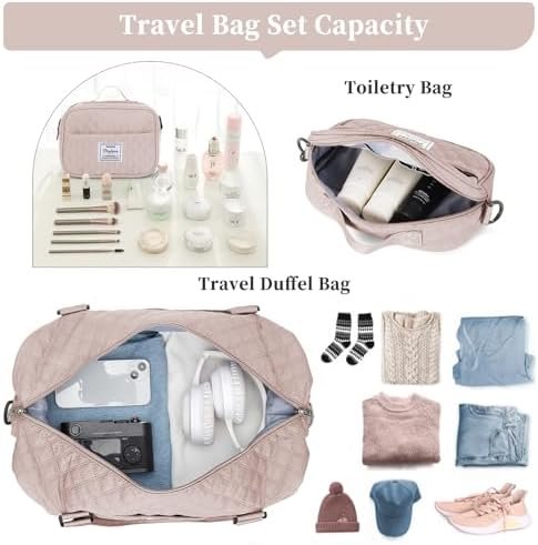 Weekender Bags for Women,Travel Duffel Bag with Shoes Compartment,Overnight Carry on Personal Item Bag with Toiletry Bag - Image 2