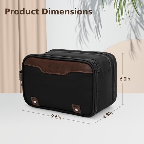 Wedama Toiletry Bag for Men, Medium Hanging Travel Toiletry Bag, Extra Electronic Organizer Bag Waterproof Travel Bag for Toiletries with PU Handle for Travel Business Trips Swim Camping, Black&Brown - Image 6