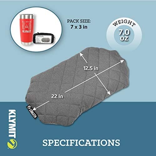 Klymit Luxe Travel Pillow, Lightweight Inflatable Hybrid Airplane, Backpacking, Hammock, and Camping Pillow, Grey - Image 4