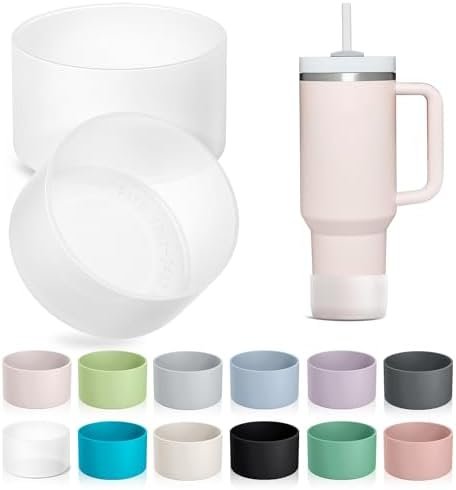 KTKUDY 2-Pack Silicone Boot for Stanley Tumbler 40 30 20 oz & Intended for Hydro Flask 12-24 oz - Cup Boot fit Select Yeti, Simple Modern, Owala Water Bottle - Bottom Cover Accessories Fit Stanley Cup