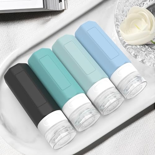 Redfly Travel Bottles for Toiletries, Tsa Approved 3oz Travel Size Containers, Leak Proof Silicone Travel Containers for Toiletries, BPA Free Refillable Travel Accessories for Shampoo Conditioner Gray - Image 6