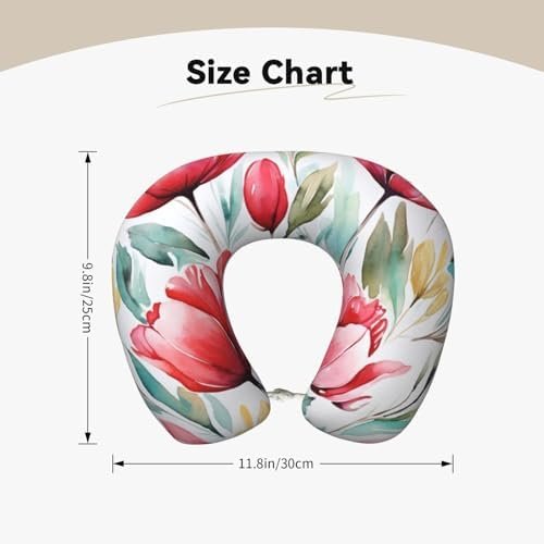 Watercolor Tulip Memory Foam Travel Pillow Soft Comfortable Neck Pillow U-Shaped Head Support Pillow Travel Accessories for Sleeping Rest Airplane Car and Office - Image 5