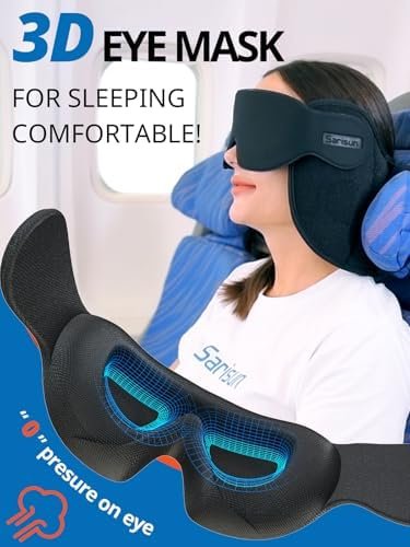 Travel Pillow, Upgrade Airplane Pillow for Long Flight, 360° Support Headrest, Comfortable Travel Neck Pillow Eye Masks for Sleep, Compact Airplane Travel Essentials, Stop Bobblehead, Black - Image 4