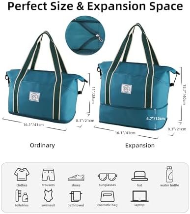 WALNEW Travel Duffel Bag, Weekender Overnight Carry On Bag Women Men, Foldable Waterproof Gym Luggage with Metal Buckle Strap - Image 3