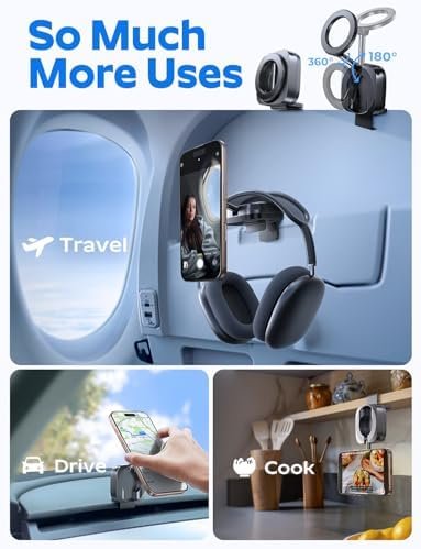 LISEN Airplane Phone Holder Mount Travel Essentials for MagSafe Accessories, Handsfree for MagSafe Phone Stand Women Flying Travel Accessories Long Flight Must Haves TikTok Vlog Recording for iPhone - Image 4