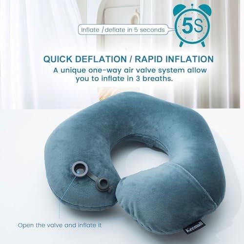 Inflatable Travel Neck Pillow for Airplane Train Car Washable Pillowcase U Shaped Office Napping Pillow - Image 2