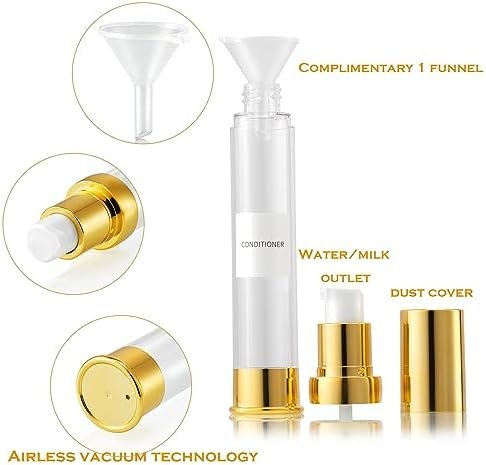 Golden Airless Pump Bottle Travel Set with Box Refillable Empty Cosmetic Pump Bottle Vacuum Bottles for Liquids Such as Hand Soap,Toner,Foundation,Hair Oil,Lotion and Cream(1oz/30ml,4 Pack) - Image 4