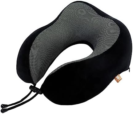 Memory Foam Travel Pillow, Neck Pillow with 360-Degree Head Support, Comfortable and Lightweight, Ideal for Sleeping on Airplane, Car, Train, Bus and Home Use, Comes with Storage Bag (Black) - Image 3