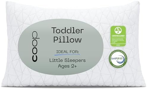 Coop Home Goods Original Toddler Adjustable Pillow, Soft, Breathable, Washable Mini Bed Pillow for Kids with Premium Memory Foam and Zippered Cover, CertiPUR-US/GREENGUARD Gold