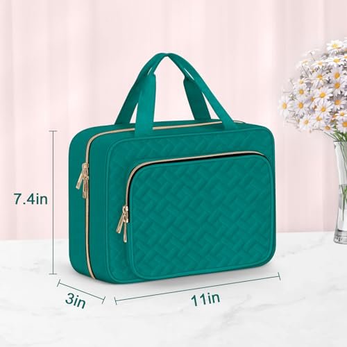 Wedama Toiletry Bag for Women, Medium Cosmetic Travel Bag, Hanging Toiletry Bag for Bathroom, Thickened PVC Waterproof Makeup Bag, Toiletries Bag for Travel Trips and Camping, Turquoise Green - Image 5