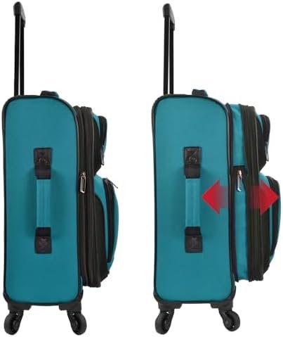 U.S. Traveler Rio Lightweight Carry-On Suitcase 20" Softside Expandable Design, Durable, Business and Travel, Teal, 4 Wheel - Image 3