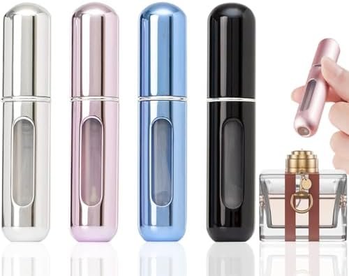 Portable Mini Refillable Perfume Atomizer Bottle, Travel Size Refillable Perfume Refill Bottle - Perfume Atomizer Refillable, Scent Pump Case, Small Perfume Spray Bottle 4 Pcs Pack of 5 ml