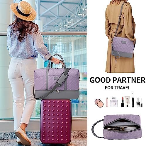 Weekender Bags for Women with Toiletry Bags Large Overnight Bags Travel Duffel Bag Carry On Shoulder Weekend Tote with Shoe Compartment and Wet Pocket - Image 3