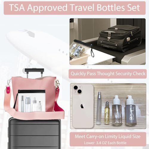 15Pack Glass Travel Bottles for Toiletries, TSA Approved Travel Skincare Containers 1.35/0.7/1 oz Silver Mini Travel Bottles with Label, BPA Free Leak Proof with Pump Spray Bottles for Skincare - Image 3