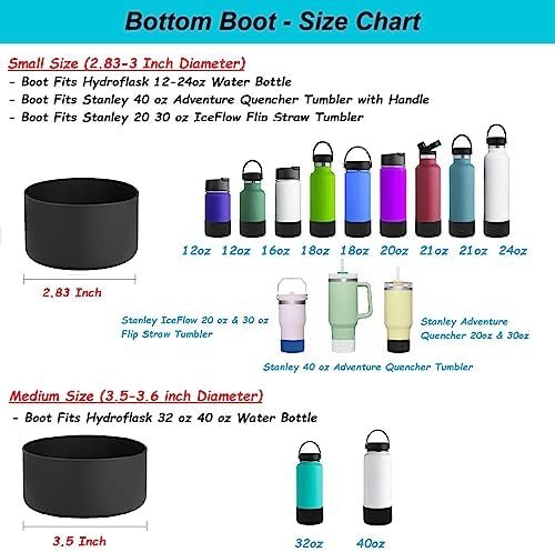 Silicone Boot for Hydro Flask 12-40 OZ Water Bottle, Boot for Stanley Cup 40 30 OZ, Bottom Boots for Hydroflask Sports Water Bottles, Silicone Bottom Cover Sleeve - Image 2