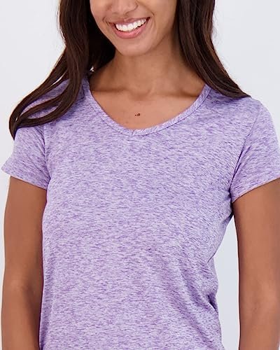 Real Essentials 5 Pack: Women's Short Sleeve V-Neck Activewear T-Shirt Dry-Fit Wicking Yoga Top (Available in Plus) - Image 3