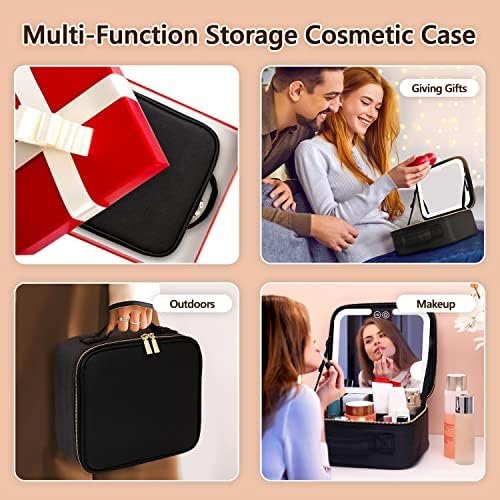 VANMRIOR Travel Makeup Bag with LED Lighted Make up Case with Mirror 3 Color Setting Cosmetic Makeup Box Organizer Vanity Case for Women Beauty Tools Accessories Case Rechargeable - Image 6