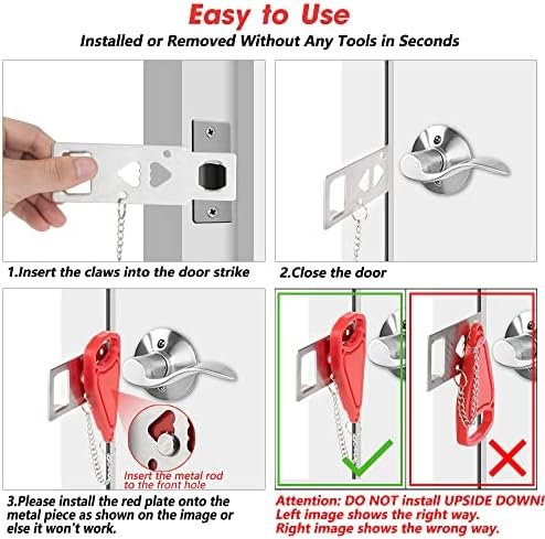 AceMining Portable Door Lock Home Security Door Lock Travel Lockdown Locks for Additional Safety and Privacy Perfect for Traveling Hotel Home Apartment College - Image 4