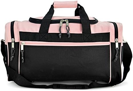 DALIX 21" Blank Sports Duffle Bag Gym Bag Travel Duffel with Adjustable Strap in Pink - Image 2