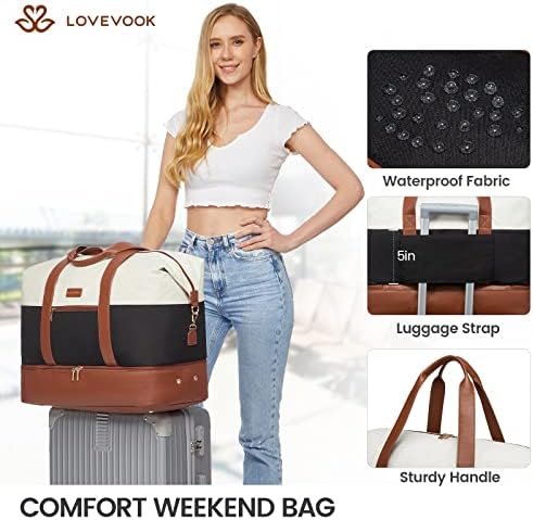 LOVEVOOK Weekender Bag, Large Travel Duffel Bag for Women with 2 Packing Cubes, Carry on Overnight Bag with Shoe Compartment, Mom Hospital Bags for Labor and Delivery - Image 7