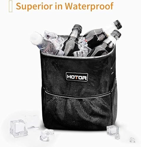 HOTOR Car Trash Can with Lid and Storage Pockets - 100% Leak-Proof Organizer, Waterproof Garbage Can, Multipurpose Trash Bin for Car, 2 Gallons, Black - Image 7