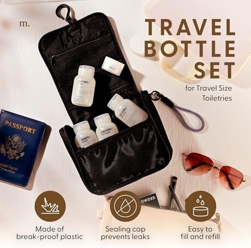 MAISONOVO Travel Bottles for Toiletries, TSA Approved, Leak Proof Refillable, Travel Size Containers and Bottles with Water Proof Luxury Toiletry Bag - Image 2