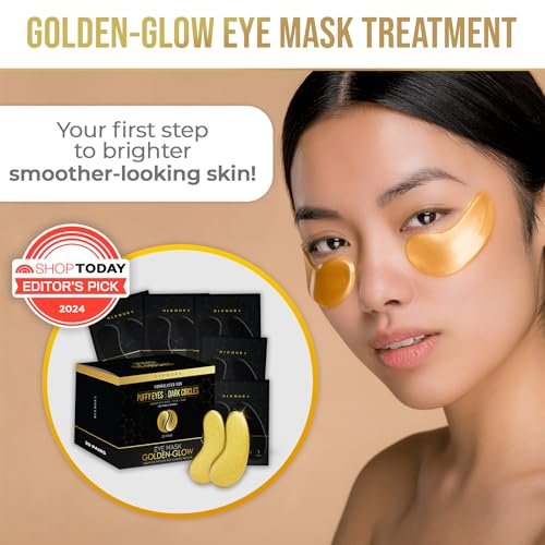 DERMORA Golden Glow Under Eye Patches (20 Pairs Eye Gels) - Rejuvenating Treatment for Dark Circles, Puffy Eyes, Refreshing, Revitalizing, Travel, Wrinkles - Image 2