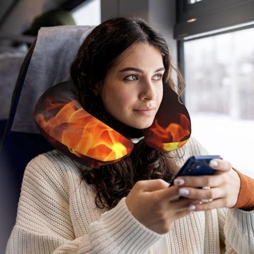 Fire Flame Smoke Memory Foam Travel Pillow Soft Comfortable Neck Pillow U-Shaped Head Support Pillow Travel Accessories for Sleeping Rest Airplane Car and Office - Image 6