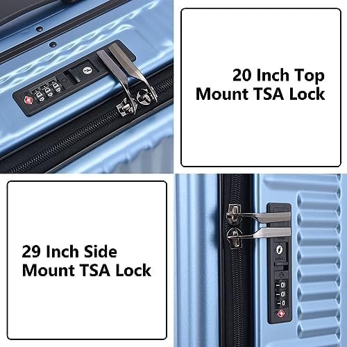 2 pieces 20/29 Aluminum Luggage Set with Side Opening, Lightweight Hardshell ABS+PC Suitcase with TSA Lock, 360° Universal Wheels & Adjustable Handle, Dark Blue - Image 4