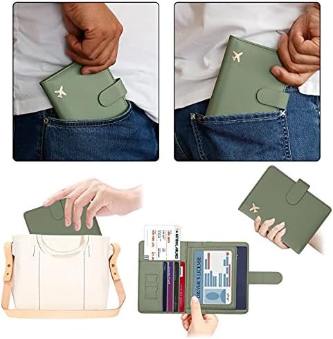 Melsbrinna Rfid Passport Holder for Travel women/Men, Cute Passport Wallet Rfid Blocking Card Slots, Rfid Passport Cover/CaseTravel Wallet, Passport Book Holder (1, Green) - Image 7