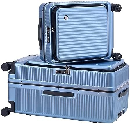 2 pieces 20/29 Aluminum Luggage Set with Side Opening, Lightweight Hardshell ABS+PC Suitcase with TSA Lock, 360° Universal Wheels & Adjustable Handle, Dark Blue